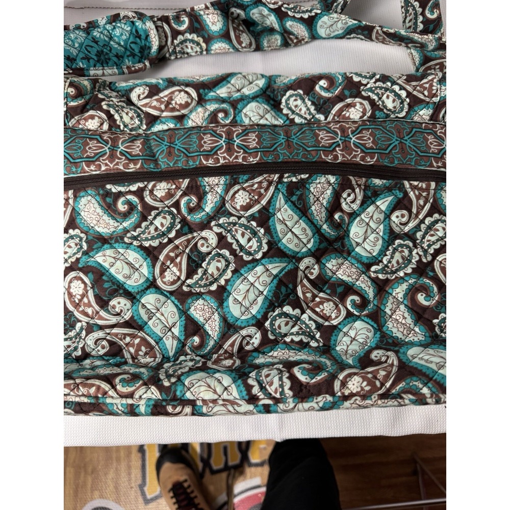 Marie By Giftcraft Paisley Shoulder Bag Turquoise Brown Quilted - Picture 4 of 16